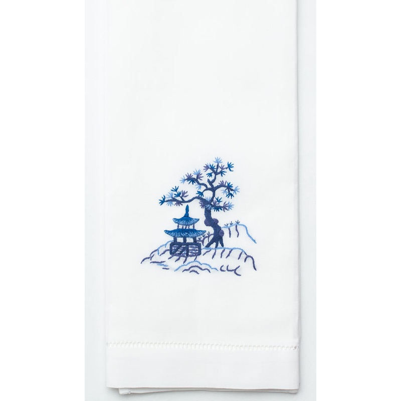 Blue Canton Embroidered Hand Towel