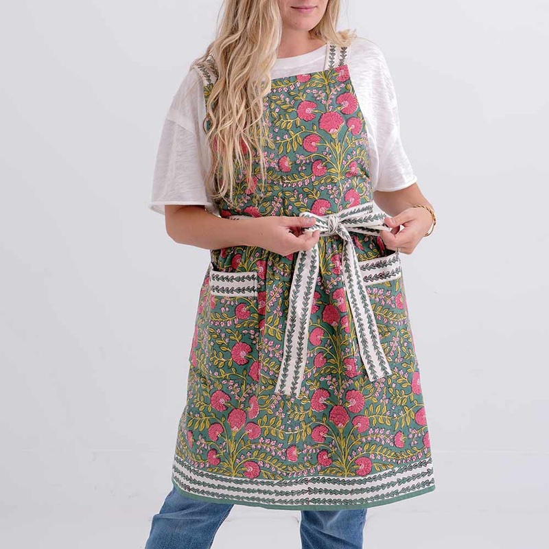 Cactus Flower Apron - Jade