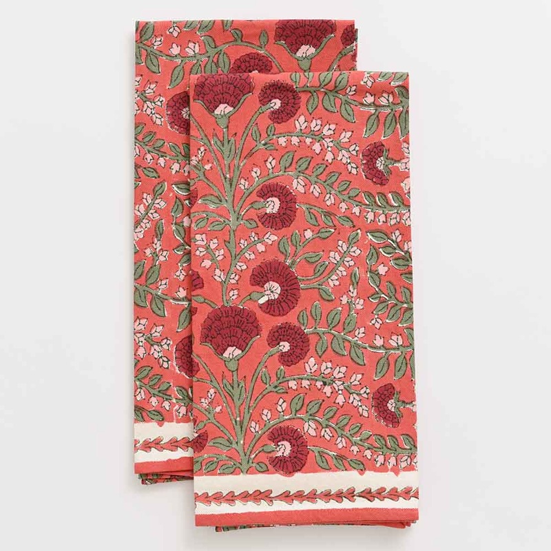 Cactus Flower Red Tea Towel