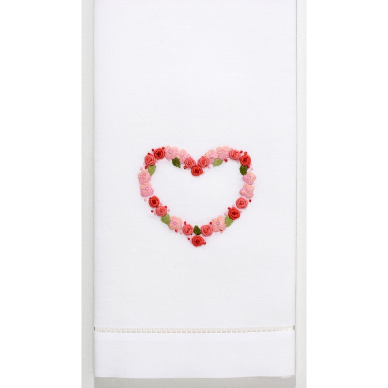 Embroidered Hand Towel - Flower Heart