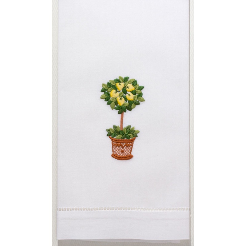 Embroidered Hand Towel - Lemon Tree