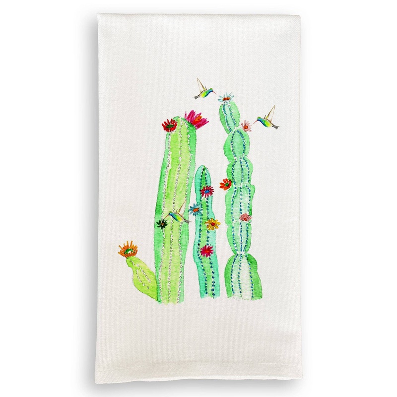 French Graffiti - Cactus with Hummingbirds Dishtowel