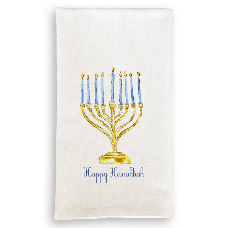 French Graffiti - Menorah with Happy Hanukkah Dishtowel