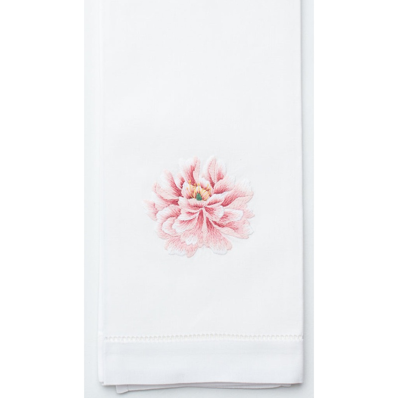 Peony Embroidered Hand Towel