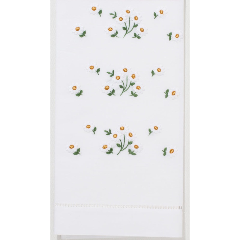 Scattered Daisies Embroidered Hand Towel