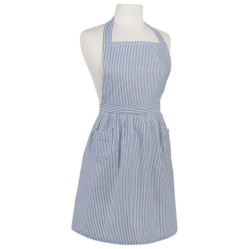 Blue Seersucker Classic Apron