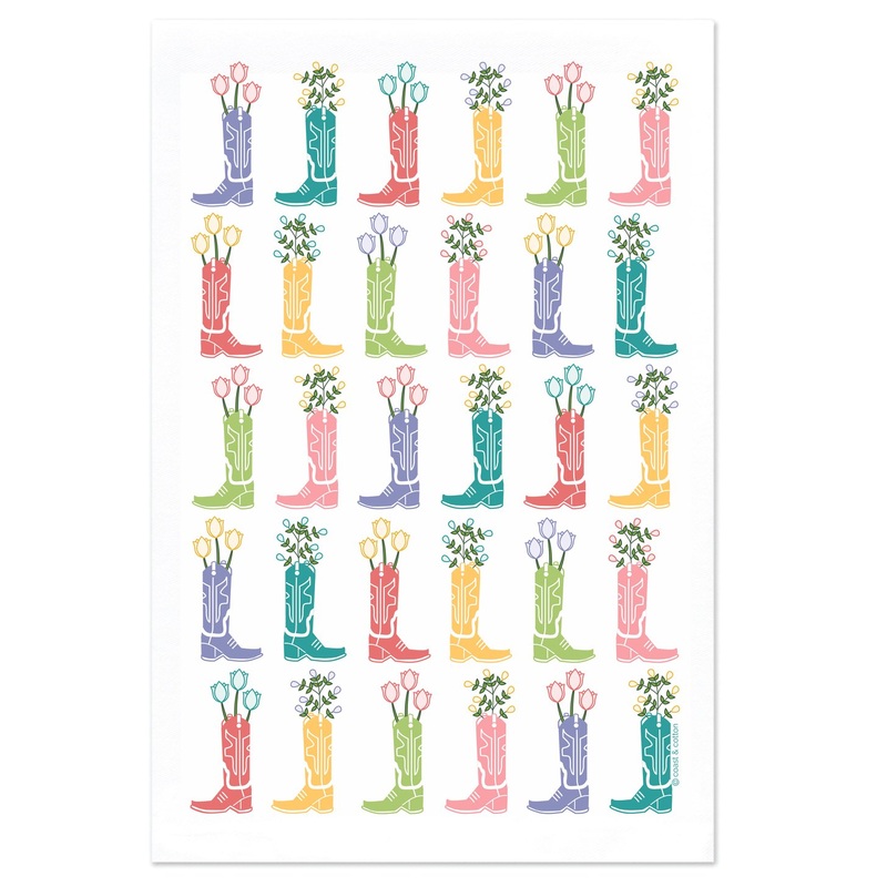 Coast & Cotton - Hand Towel - Boots & Flowers