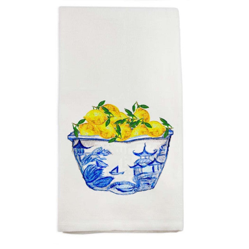 French Graffiti - Blue & White Bowl with Lemons Dishtowel