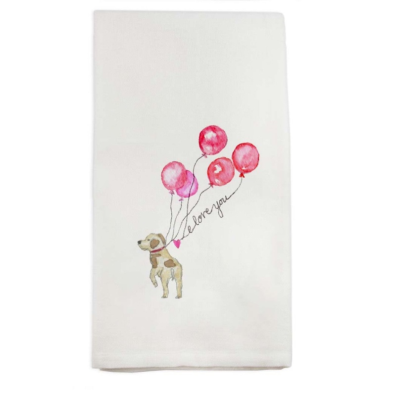 French Graffiti - Dog with Balloons Dishtowel