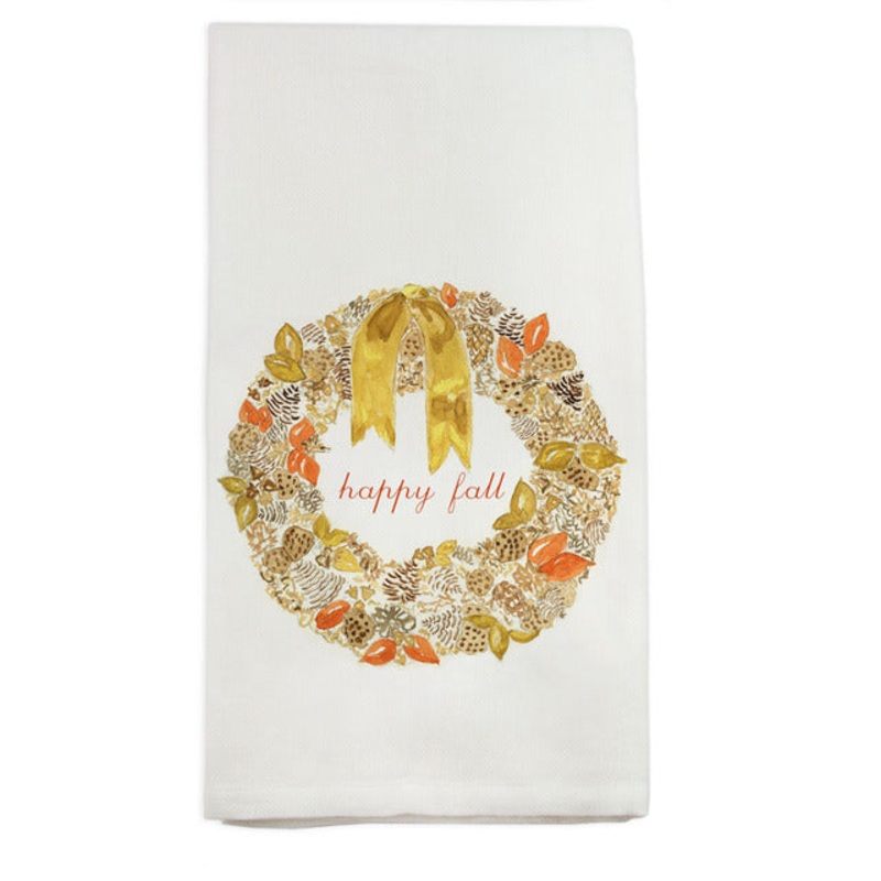 French Graffiti - Happy Fall Wreath Dishtowel