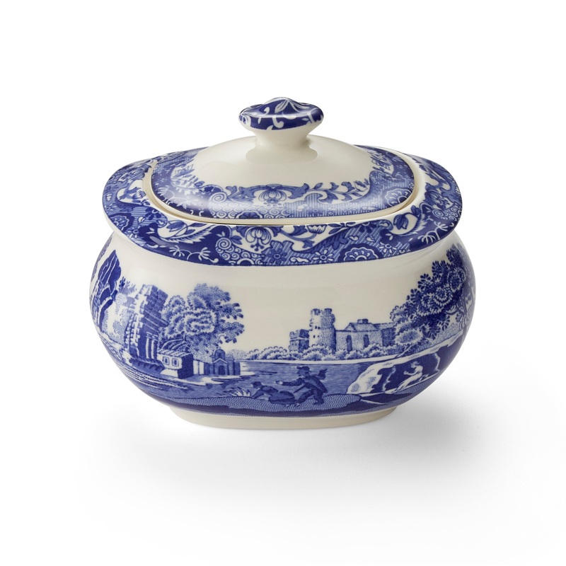 Spode - Covered Sugar Bowl - Blue Italian