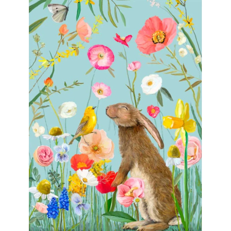 Springtime Friends Tea Towel - Bunny and Bird