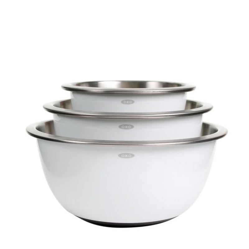 OXO Good Grips - 3-Piece Stainless Steel Mixing Bowl Set - White