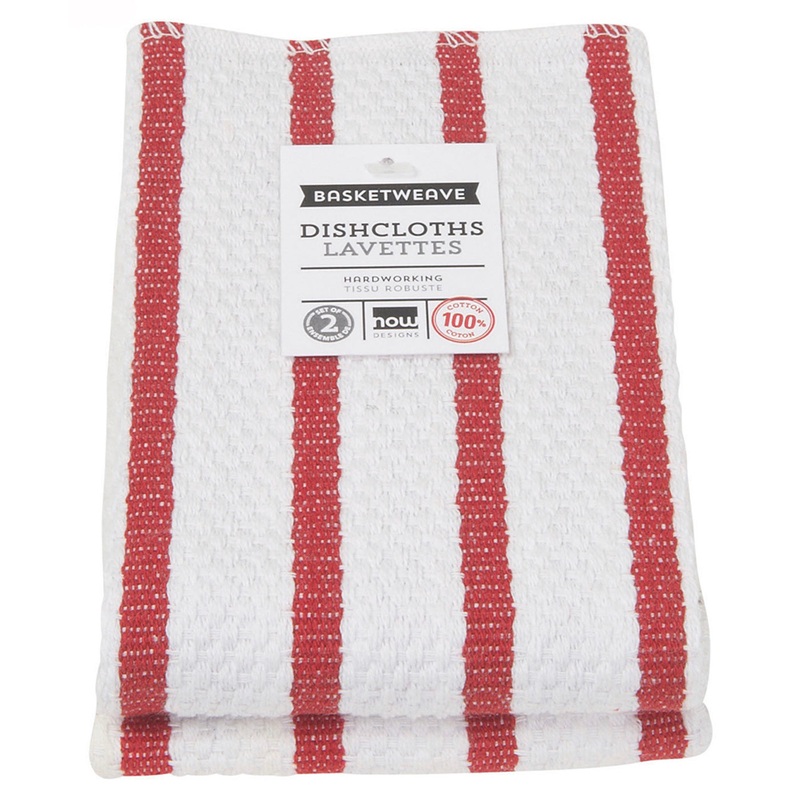 Red Basketweave Dishcloth Set