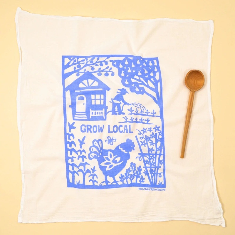 Flour Sack Dish Towel: Grow Local