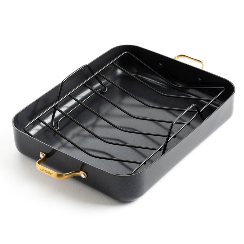 GreenPan - Reserve Black Ceramic Nonstick Roaster with Rack