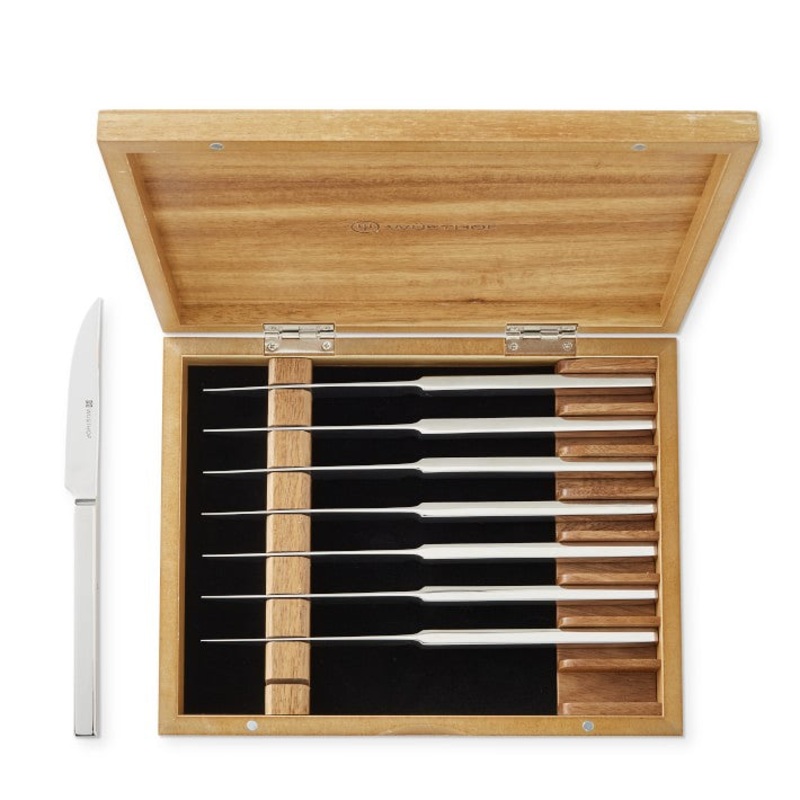 Wsthof - Stainless Steel 8-Piece Steak Knife Box Set - Olivewood
