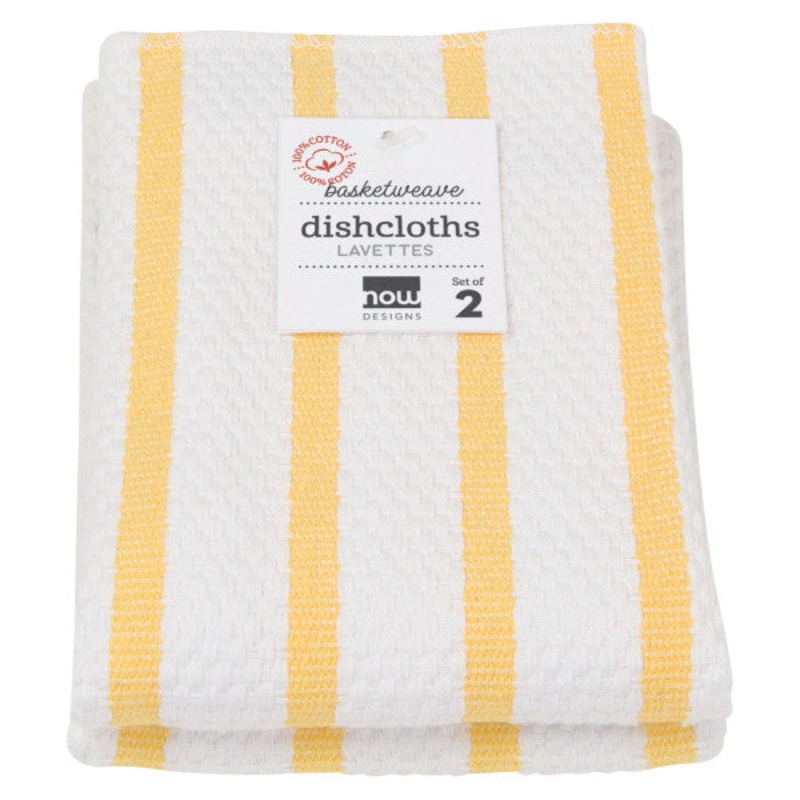 Basketweave Lemon Yellow Dishcloths