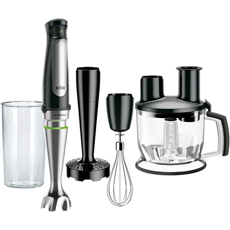 Braun Multiquick 7 Smart Speed Hand Blender, Whisk + Neater + 1.5 Cup + asher, in Stainless Steel (MQ7077X)