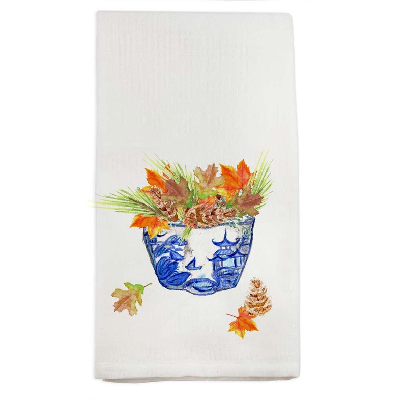 French Graffiti - Chinoiseries Bowl with Fall Leaves Dishtowel