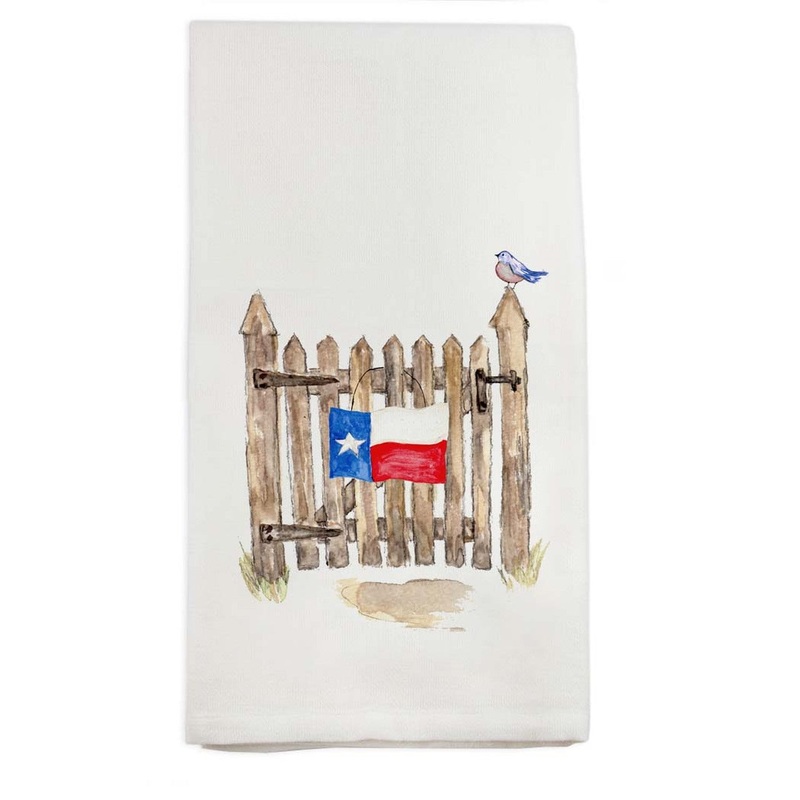 French Graffiti - Gate with Texas Flag Dishtowel