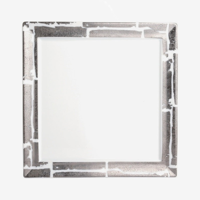 Bernardaud | Feuille d'Argent Wallis Salad Plate - White & Platinum