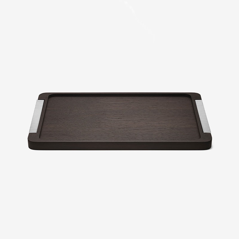 Georg Jensen | Bernadotte Smoked Oak Tray in Polished Stainless Steel