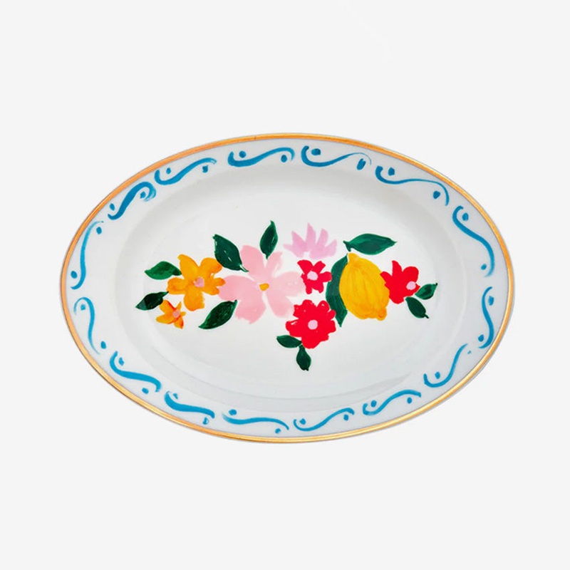 Bitossi Home | Con Amore Oval Tray - Fiori E Limoni