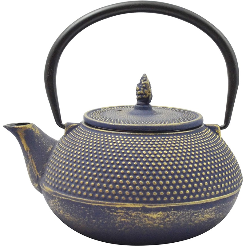 Ja by Frieling Arare Cast Iron Teapot with Stainless Steel Infuser 40 oz - Blue/Gold