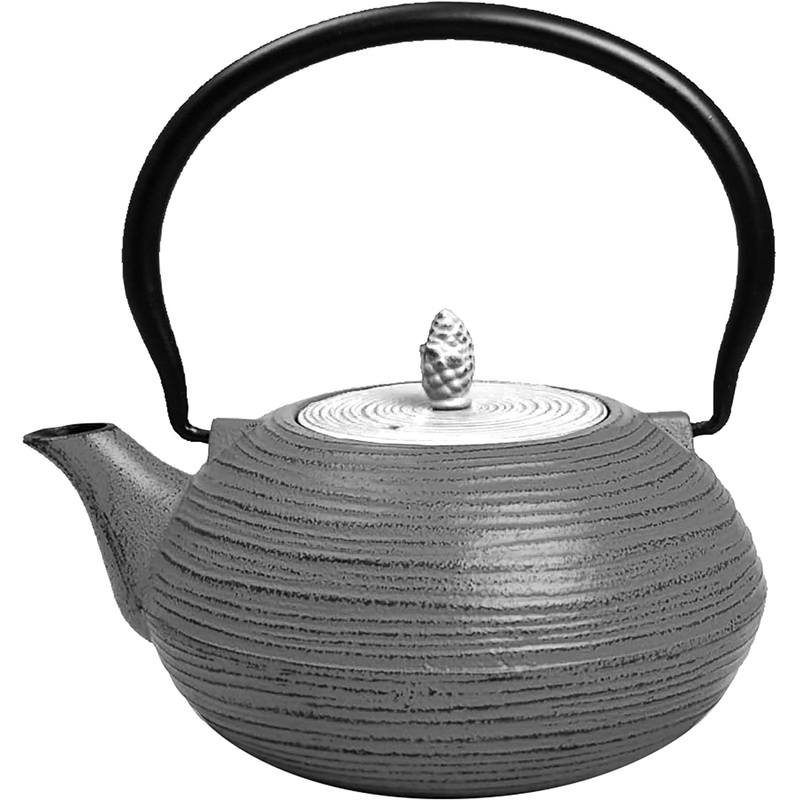 Ja by Frieling Mo Yo Cast Iron Teapot with Stainless Steel Infuser 40 oz - Grey/White