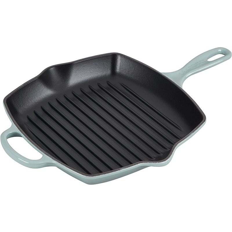 Le Creuset 10 1/4" Signature Square Skillet Grill - Sea Salt
