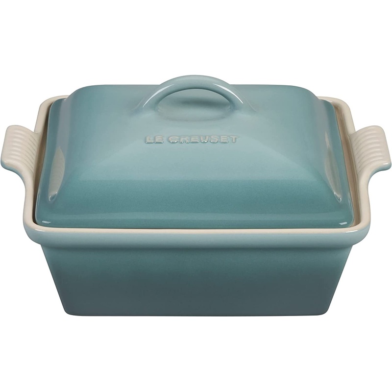 Le Creuset 2 1/2 Qt. (9") Heritage Covered Square Casserole - Sea Salt