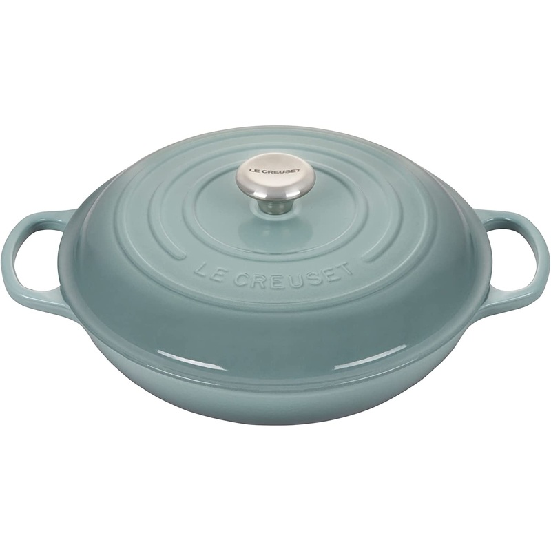 Le Creuset 3 1/2 Qt. Signature Braiser w/Stainless Steel Knob - Sea Salt- Personalized Engraving Available