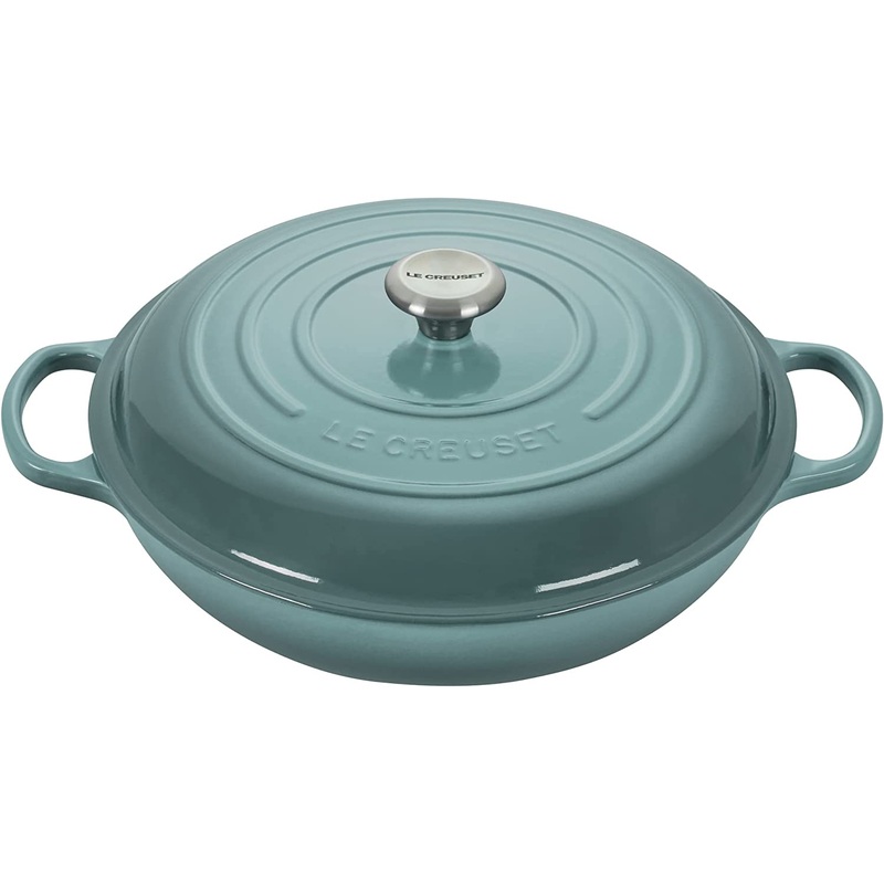 Le Creuset 5 Qt. Signature Braiser w/Stainless Steel Knob - Sea Salt- Personalized Engraving Available
