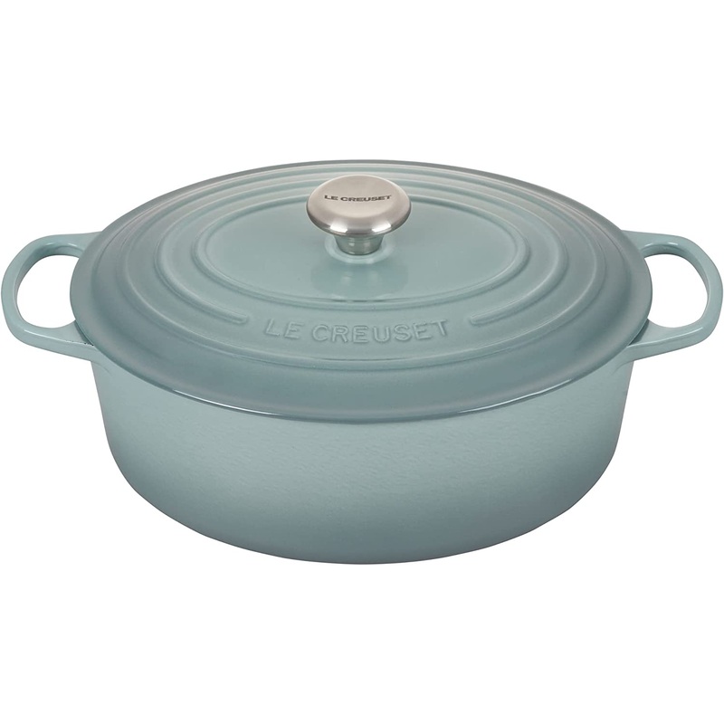 Le Creuset 6 3/4 Qt. Signature Oval Dutch Oven w/Stainless Steel Knob - Sea Salt- Personalized Engraving Available