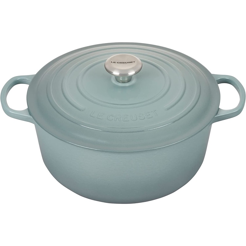 Le Creuset 7 1/4 Qt. Signature Round Dutch Oven w/Stainless Steel Knob - Sea Salt- Personalized Engraving Available