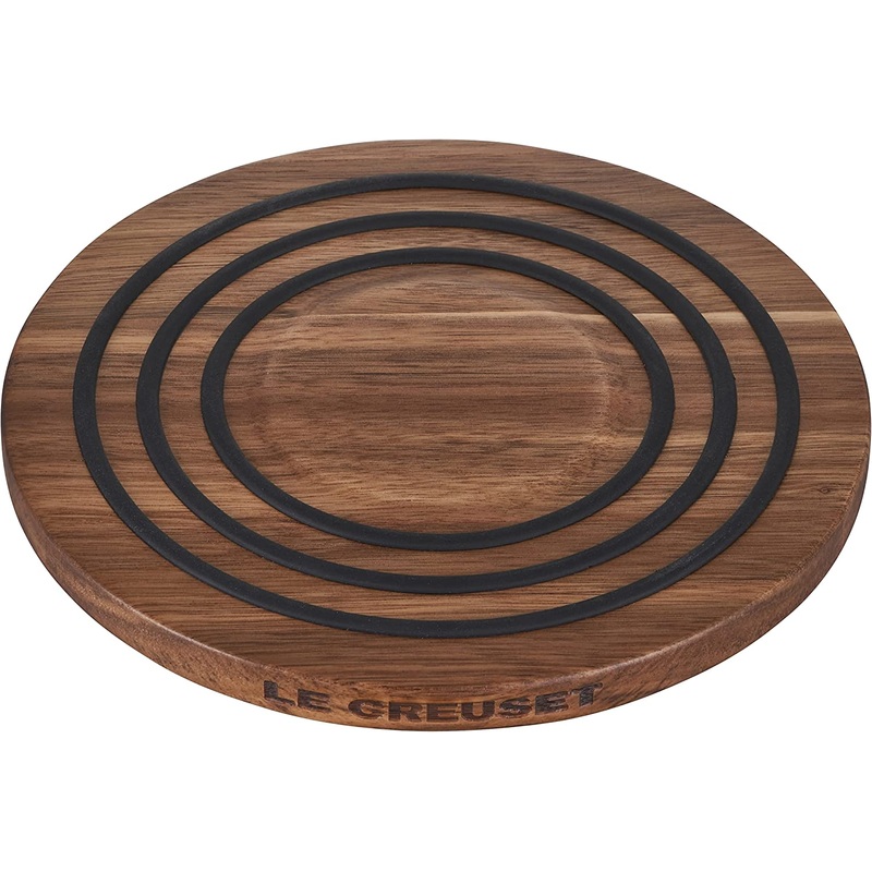 Le Creuset Magnetic Acacia Wood Trivet w/Silcone Rings - Black Onyx