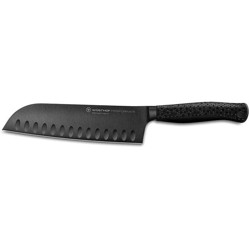 Wusthof Performer Black - 7" Santoku Knife w/Hollow Edge