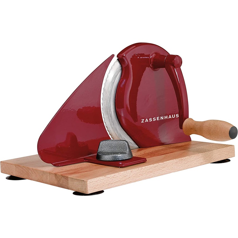 Zassenhaus Manual Bread Slicer Classic Hand Crank 11 3/4" x 8" - Red