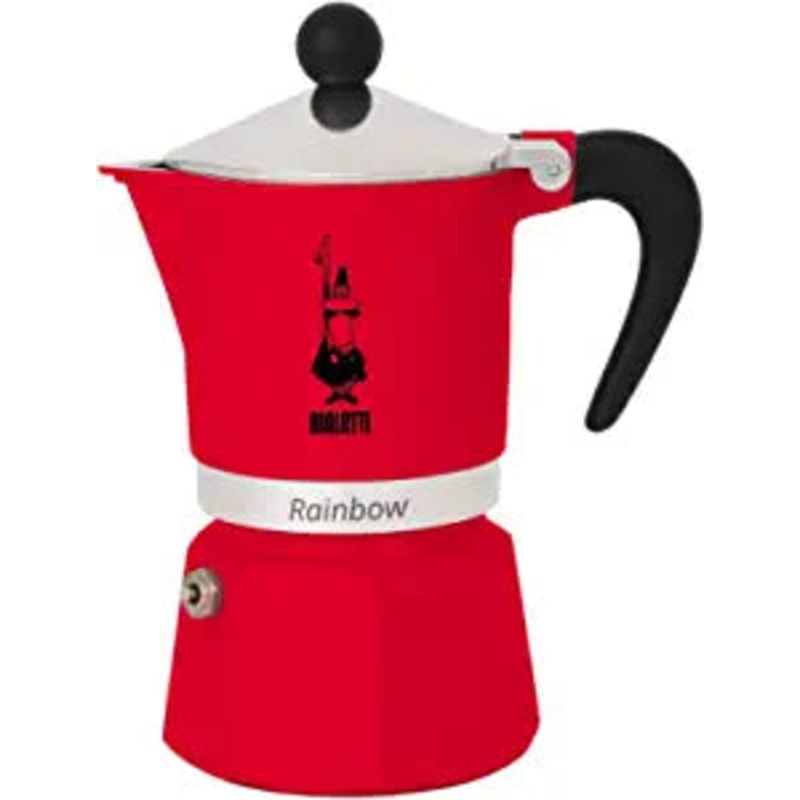 Bialetti Moka Express Rainbow Stovetop Espresso Maker 3 Cups - Red