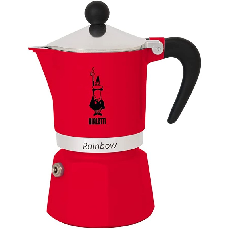 Bialetti Moka Express Rainbow Stovetop Espresso Maker 6 Cups - Red
