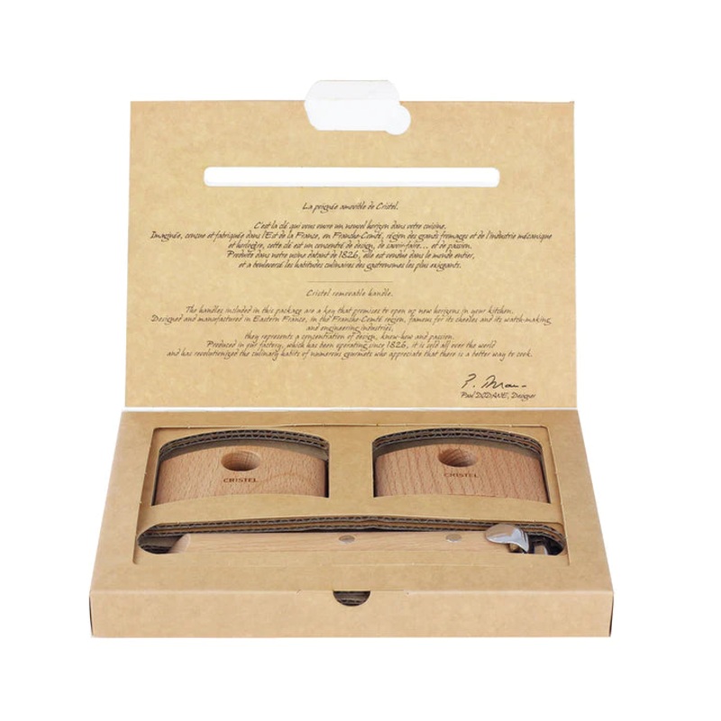 Cristel Detachable Handle Set of 1 Handle and 2 Side Handles Beech Wood
