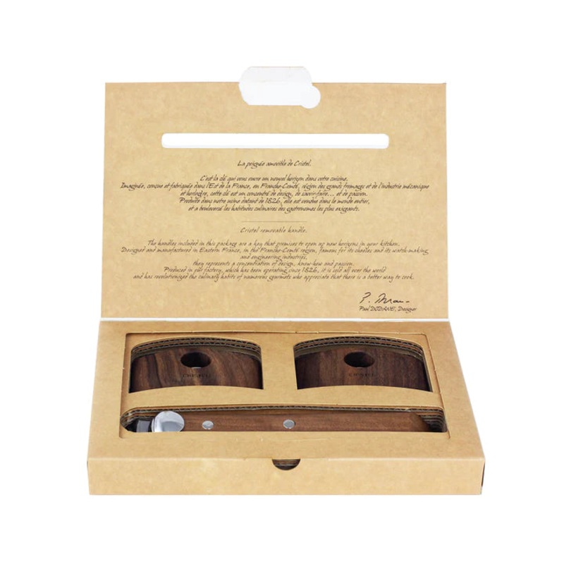Cristel Detachable Handle Set of 1 Handle and 2 Side Handles Walnut Wood