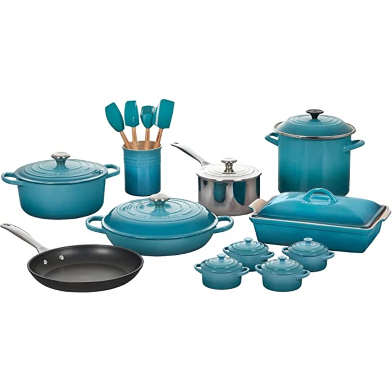 Le Creuset 20-Piece Mixed Material Cookware Set - Caribbean