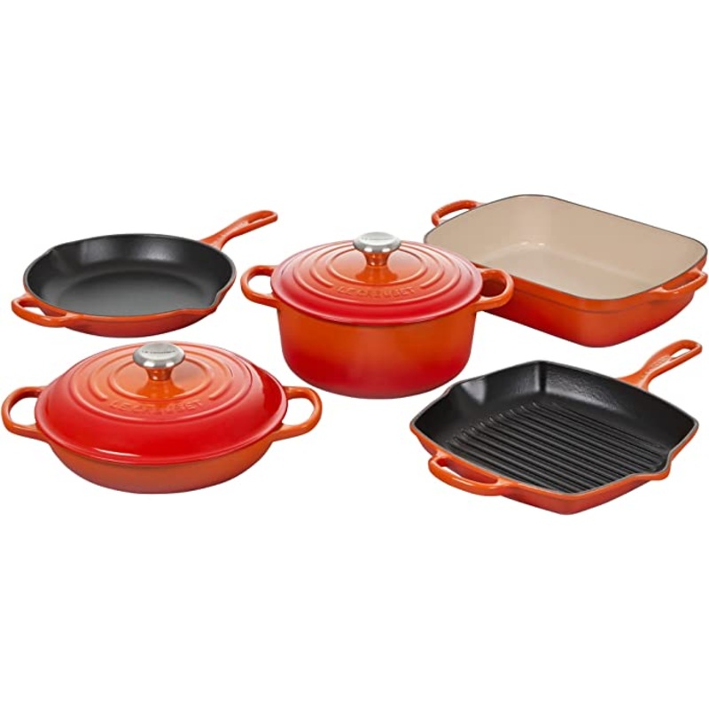 Le Creuset 7-Piece Signature Enameled Cast Iron Cookware Set - Flame