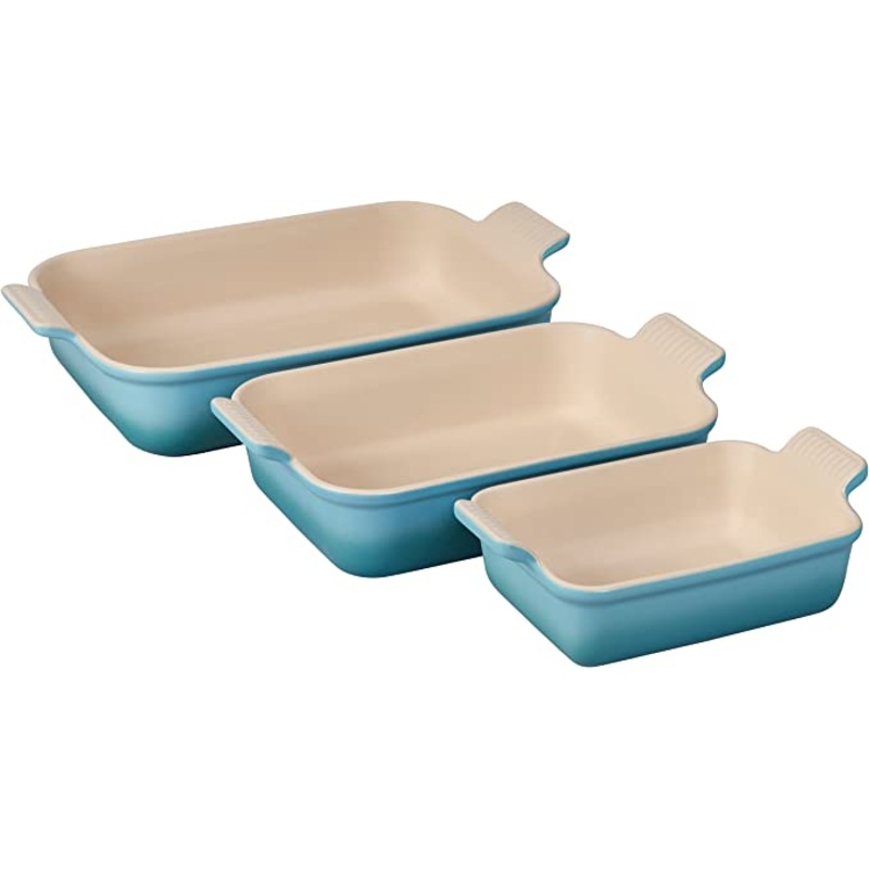 Le Creuset Set of 3 Heritage Rectangular Dishes - Caribbean