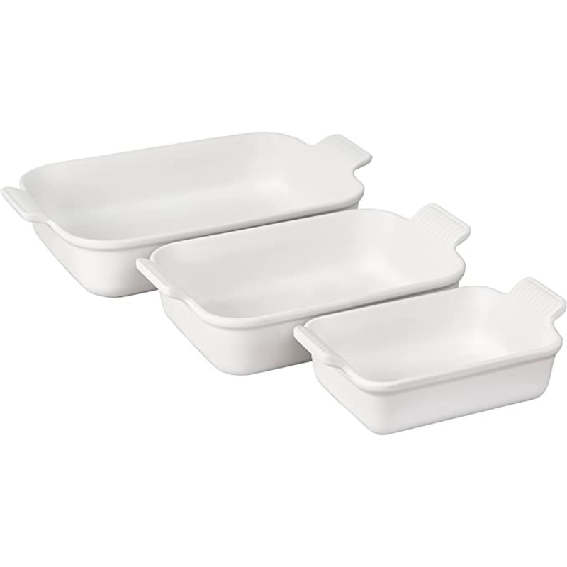 Le Creuset Set of 3 Heritage Rectangular Dishes - White