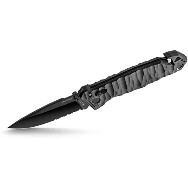 TB C.A.C. S200 French Army Knife - Textured PA6 Handle - Serrated - Black