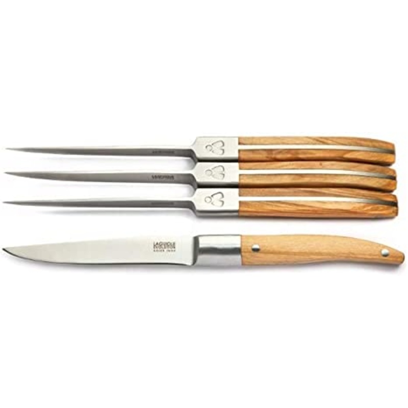 TB Laguiole Expression 4 Pc. Steak Knife Set - Olive Wood Handle