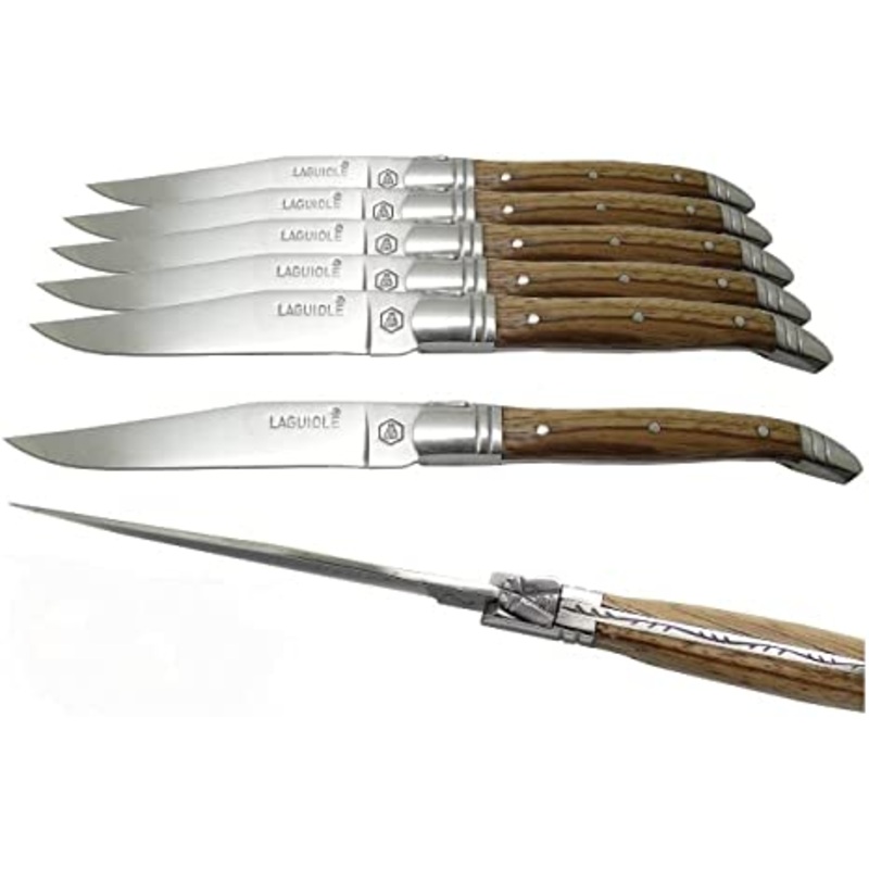 TB Laguiole Tradition 6 Pc. Steak Knife  Set - Light Wood Handle